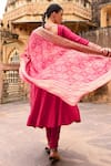 Shop_KARAJ JAIPUR_Pink Anarkali Dola Silk Embroidery Tassels Geometric Kalidar And Churidar Set _at_Aza_Fashions