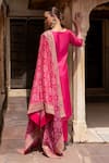 Shop_KARAJ JAIPUR_Pink Kurta And Pant Dola Silk Embroidery Dori Round Straight & Churidar Set _at_Aza_Fashions