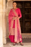 KARAJ JAIPUR_Pink Kurta And Pant Dola Silk Embroidery Dori Round Straight & Churidar Set _Online_at_Aza_Fashions