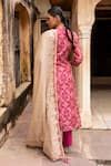 Shop_KARAJ JAIPUR_Pink Kurta And Dupatta Chanderi Print Tassels Band Patola Embroidered & Pant Set _at_Aza_Fashions