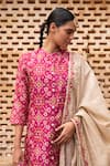 Buy_KARAJ JAIPUR_Pink Kurta And Dupatta Chanderi Print Tassels Band Patola Embroidered & Pant Set _Online_at_Aza_Fashions