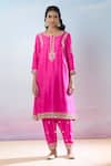 Shop_Samyukta Singhania_Pink Anarkali Dolla Hand Embroidered Gota Set _Online_at_Aza_Fashions