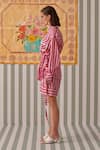 Shop_Khajoor Studio_Pink Modal Satin Print Stripe Collar Blush Uniform Shirt With Pant _Online_at_Aza_Fashions