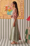 Khajoor Studio_Multi Color Modal Satin Print Floral Round Rouge Evergreen A-line Dress _Online_at_Aza_Fashions