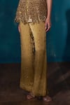 Sawan Gandhi_Gold Net Satin Embellished Tasselled Sequined Peplum Jacket With Flared Pant _Online_at_Aza_Fashions