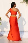 Shop_Lavina sippy_Orange Modal Plain Asymmetric Neck One Shoulder Top With Draped Skirt _at_Aza_Fashions