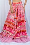 Lavina sippy_Pink Silk Print Mirror Sweetheart Abstract Floral Layered Lehenga With Blouse _Online_at_Aza_Fashions