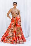 Buy_Lavina sippy_Orange Silk Print Chevron Sweetheart Neck Abstract Aztec Lehenga With Blouse _at_Aza_Fashions