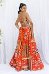 Shop_Lavina sippy_Orange Silk Print Chevron Sweetheart Neck Abstract Aztec Lehenga With Blouse _at_Aza_Fashions