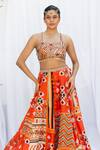 Shop_Lavina sippy_Orange Silk Print Chevron Sweetheart Neck Abstract Aztec Lehenga With Blouse _Online_at_Aza_Fashions