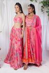 Lavina sippy_Pink Chanderi Embellished Botanical Scoop Printed Lehenga With Blouse _Online_at_Aza_Fashions