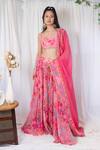 Buy_Lavina sippy_Pink Chanderi Embellished Botanical Scoop Printed Lehenga With Blouse _Online_at_Aza_Fashions