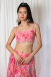 Lavina sippy_Pink Chanderi Embellished Botanical Scoop Printed Lehenga With Blouse _at_Aza_Fashions