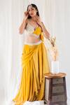 Buy_Lavina sippy_Yellow Crepe Embellished Mirror Sweetheart Waist Draped Skirt With Blouse _at_Aza_Fashions