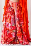 Lavina sippy_Orange Dupion Silk Hand Embroidered Patchwork Detailed Palazzo Set With Cape _Online_at_Aza_Fashions