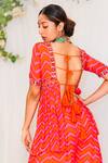 Shop_Lavina sippy_Orange Georgette Embroidered Chevron V Neck Printed Peplum Kurta With Sharara _at_Aza_Fashions