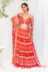 Buy_Lavina sippy_Orange Georgette Printed Mirror Sweetheart Lehenga With Pleated Blouse _at_Aza_Fashions