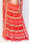 Lavina sippy_Orange Georgette Printed Mirror Sweetheart Lehenga With Pleated Blouse _Online_at_Aza_Fashions