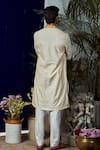 Shop_Philocaly_White Cotton Silk Embroidered Thread Solace Floral Kurta And Trouser Set _at_Aza_Fashions