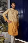 Buy_Philocaly_Yellow Chanderi Embroidered Floral Motif Agni Kurta _Online_at_Aza_Fashions