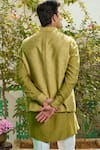 Shop_Philocaly_Green Cotton Silk Embroidered Fray Amaranth Bundi Set _at_Aza_Fashions