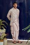 Buy_Philocaly_Pink Cotton Silk Embroidered Thread Valencia Bundi Set _at_Aza_Fashions