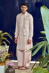 Philocaly_Pink Cotton Silk Embroidered Thread Valencia Bundi Set _Online_at_Aza_Fashions