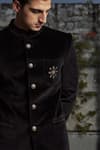 Philocaly_Black Velvet Embroidery Zari Amir Zardozi Bloom Placement Bandhgala _at_Aza_Fashions