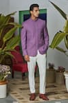 Buy_Philocaly_Purple Wool Blend Pintucked Rayen Placket Bandhgala _at_Aza_Fashions