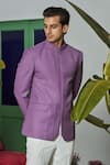 Philocaly_Purple Wool Blend Pintucked Rayen Placket Bandhgala _Online_at_Aza_Fashions