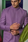 Buy_Philocaly_Purple Wool Blend Pintucked Rayen Placket Bandhgala _Online_at_Aza_Fashions