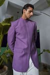 Philocaly_Purple Wool Blend Pintucked Rayen Placket Bandhgala _at_Aza_Fashions