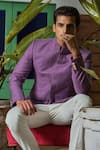 Buy_Philocaly_Purple Wool Blend Pintucked Rayen Placket Bandhgala 