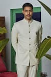 Shop_Philocaly_Off White Wool Blend Solid Tejas Bandhgala _Online_at_Aza_Fashions