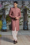 Buy_Philocaly_Pink Cotton Silk Embroidery Fleur Yuv Sherwani _at_Aza_Fashions