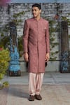 Buy_Philocaly_Pink Cotton Silk Embroidery Fleur Yuv Sherwani _Online_at_Aza_Fashions