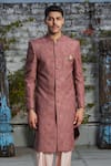 Shop_Philocaly_Pink Cotton Silk Embroidery Fleur Yuv Sherwani _Online_at_Aza_Fashions