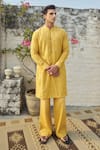 Buy_Philocaly_Yellow Cotton Silk Embroidery Florence Solara Kurta _at_Aza_Fashions