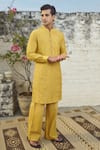 Buy_Philocaly_Yellow Cotton Silk Embroidery Florence Solara Kurta _Online_at_Aza_Fashions