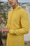 Shop_Philocaly_Yellow Cotton Silk Embroidery Florence Solara Kurta _Online_at_Aza_Fashions