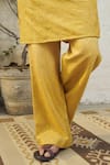 Philocaly_Yellow Cotton Silk Embroidery Florence Solaris Kurta With Flared Trouser _at_Aza_Fashions