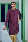 Buy_Philocaly_Wine Cotton Silk Embroidery Geometric Jaal Saphira Kurta _Online