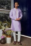 Buy_Philocaly_Purple Cotton Silk Embroidery Mirror Crest Kairos Kurta With Trouser _at_Aza_Fashions