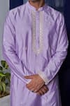 Buy_Philocaly_Purple Cotton Silk Embroidery Mirror Crest Kairos Kurta With Trouser 