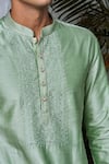 Philocaly_Green Cotton Silk Embroidery Gul Eden Yoke Kurta With Trouser _Online_at_Aza_Fashions