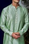 Buy_Philocaly_Green Cotton Silk Embroidery Gul Eden Yoke Kurta With Trouser _Online_at_Aza_Fashions