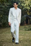 Shop_Bohame_Off White Terry Wool Embroidery Sequins Tom Tuxedo Set _at_Aza_Fashions