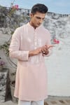 Shop_Philocaly_Pink Pure Silk Georgette Embroidered Sequin Zephyr Kurta _Online_at_Aza_Fashions