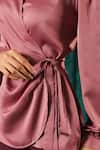 Buy_B'Infinite_Pink Satin Blush Wrap Side Knot Top For Kids