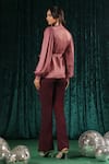 Shop_B'Infinite_Pink Satin Blush Wrap Top With Trouser For Kids_at_Aza_Fashions